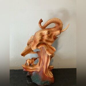 Resin elephant with child